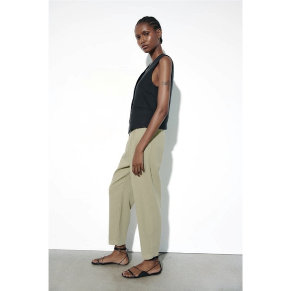 ZARA Balloon High Waist Crop Pant Gray Size Large - Picture 6 of 12